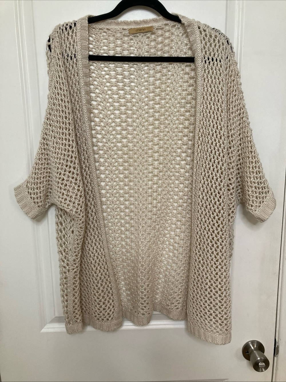 Cherish Open Knit Crochet Cardigan Open Front Layering Boho Cottagecore One Size